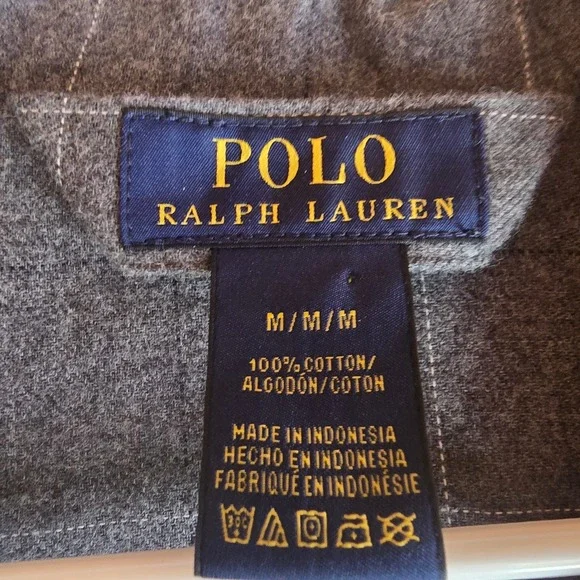 Polo Ralph Lauren Mens Grey Windowpane Flannel Pajama Shirt Sleep Top Size M New - Picture 7 of 16